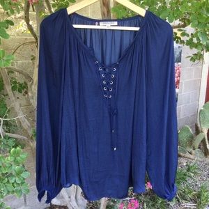 Lace-up Peasant Blouse